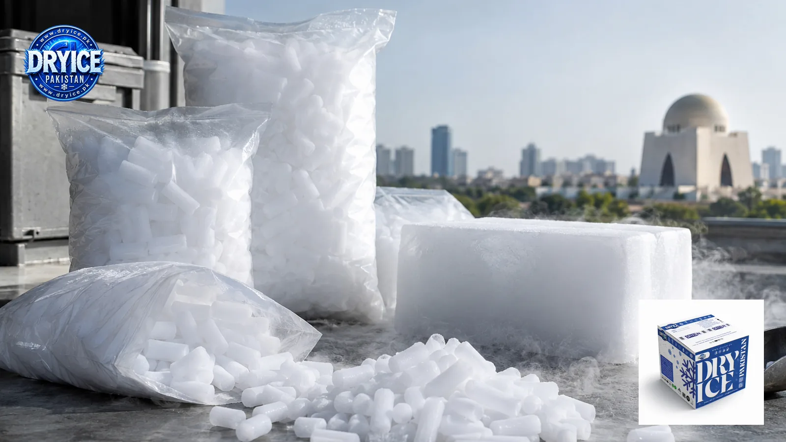 Dry ice pellets in Karachi packaging