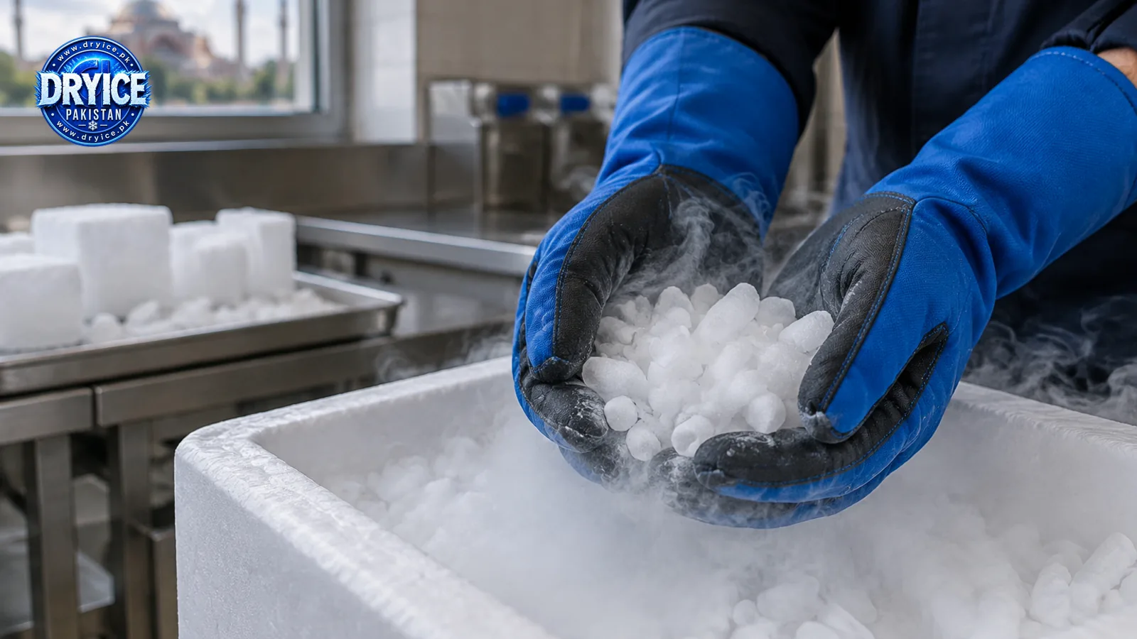 Safety gloves handling dry ice