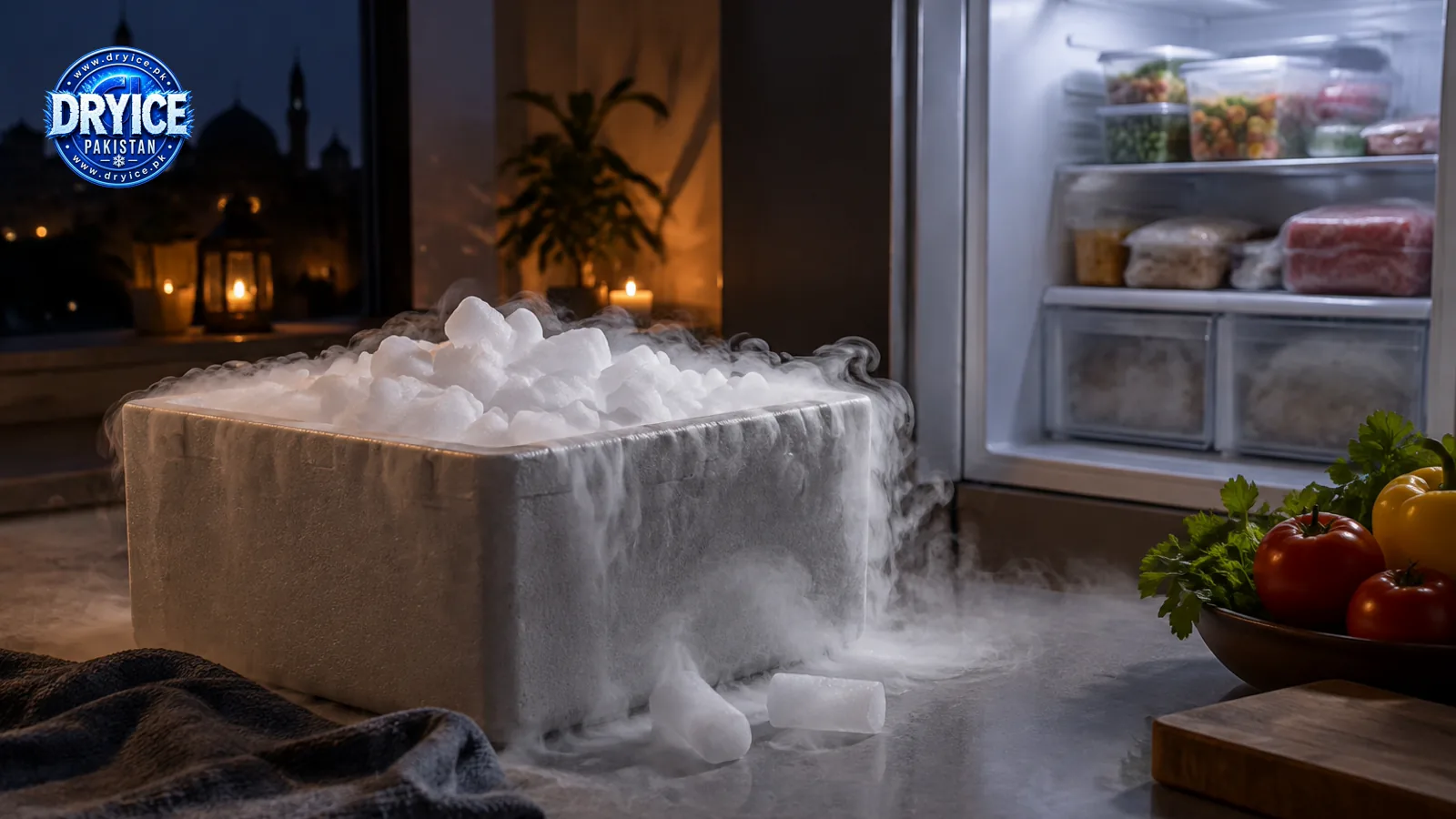 Dry ice pellets used for freezer backup during load shedding