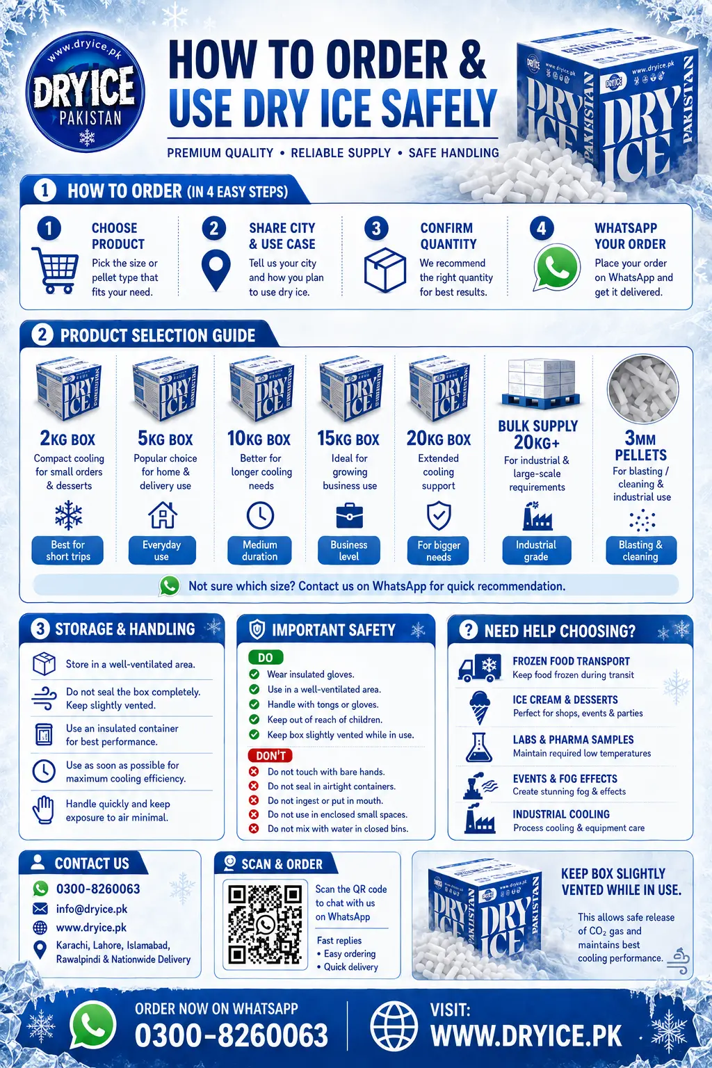 How to order and use dry ice safely guide by Dry Ice Pakistan