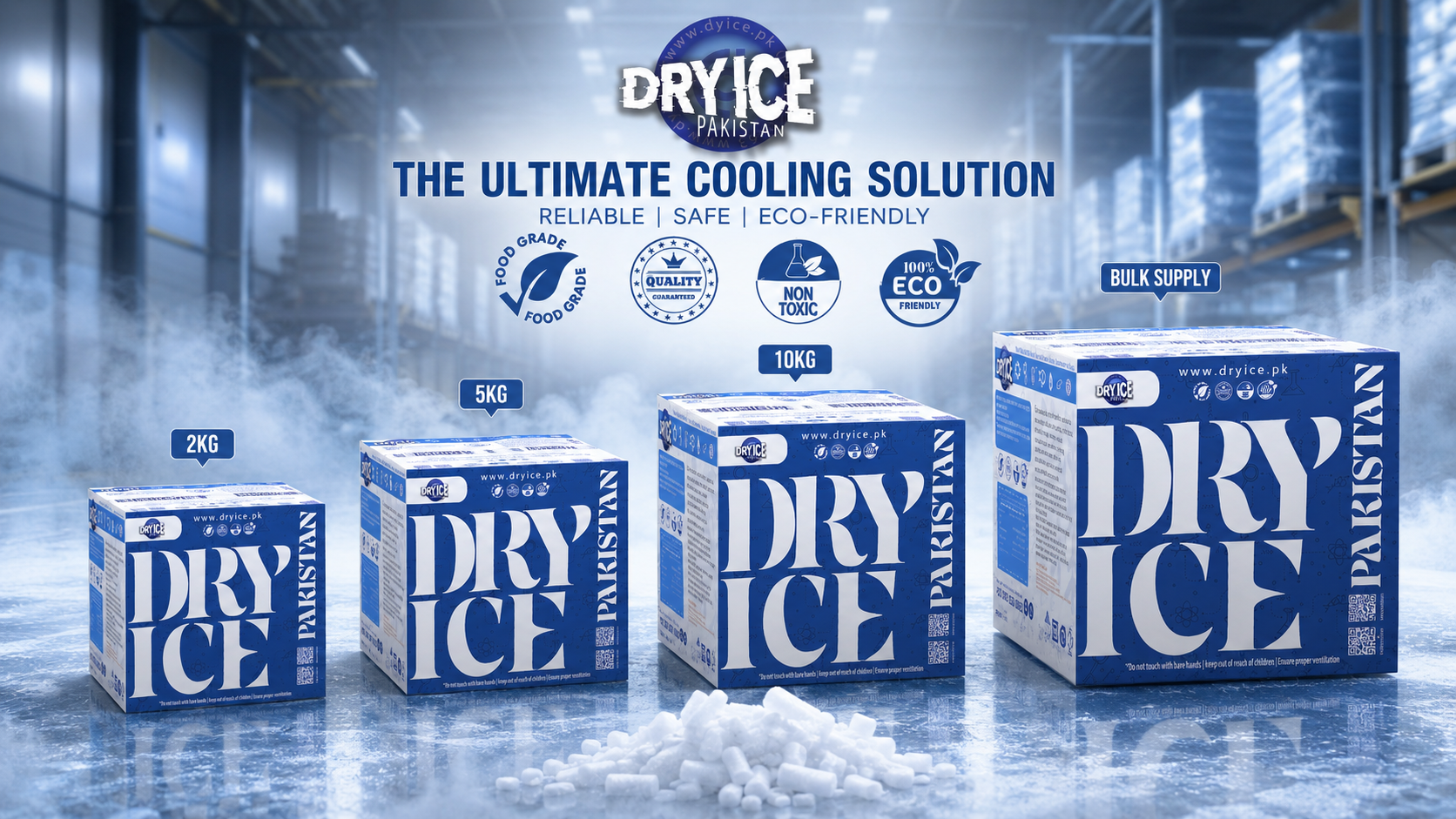 Dry Ice Pakistan product boxes 2kg 5kg 10kg 15kg 20kg and bulk supply
