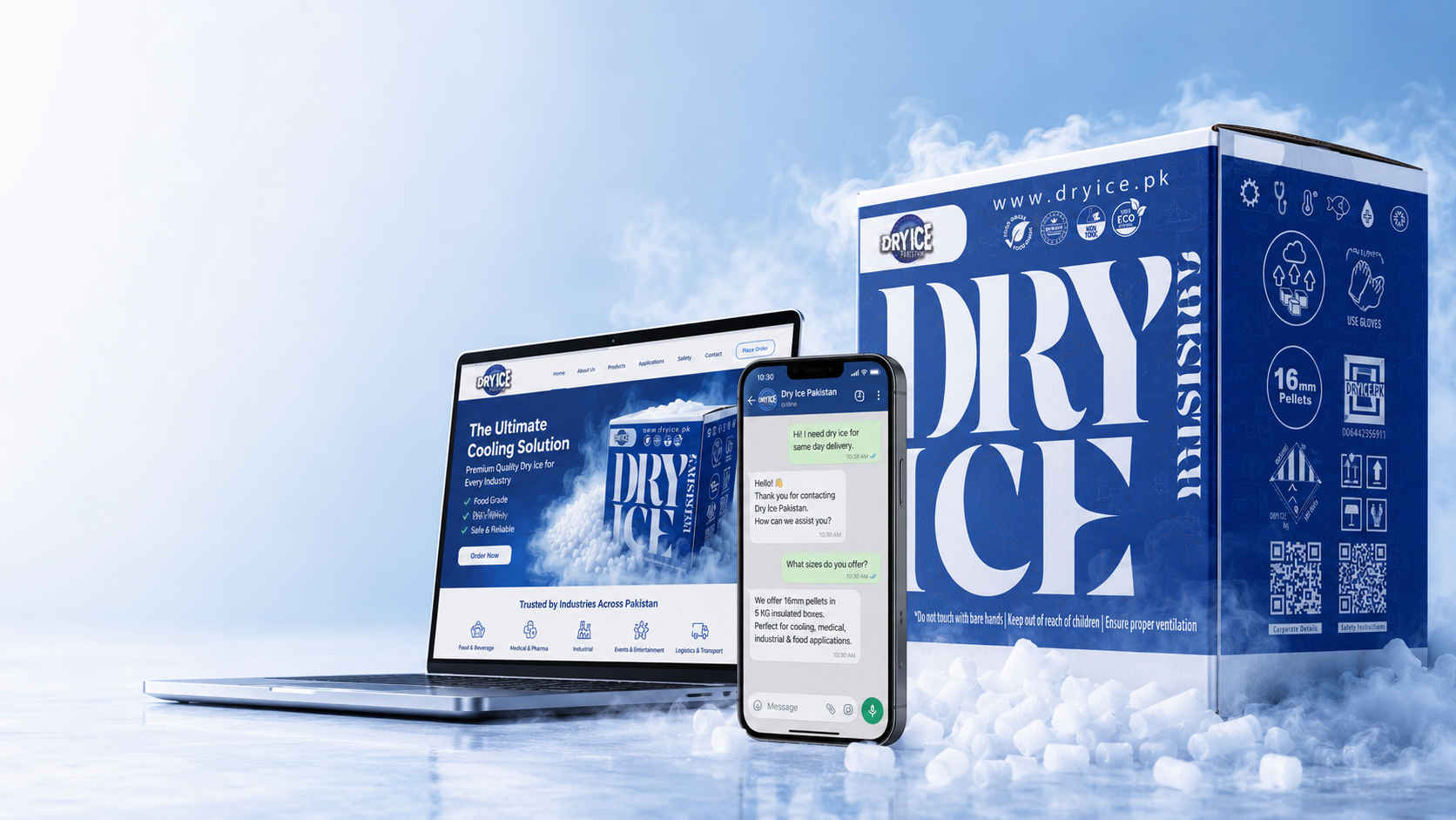 Dry Ice Pakistan WhatsApp contact and online order support